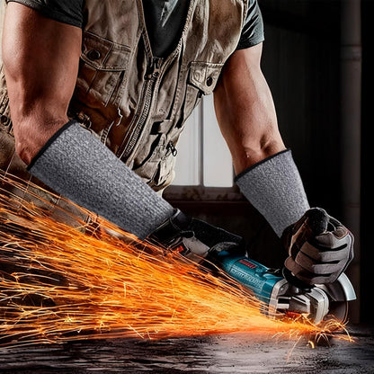 Protective Sleeves for Arms, Elastic Cut Resistant Arm Guards, Bite Proof Gardening Sleeves Forearm Protectors for Industrial Construction Kitchen Farm- Grey