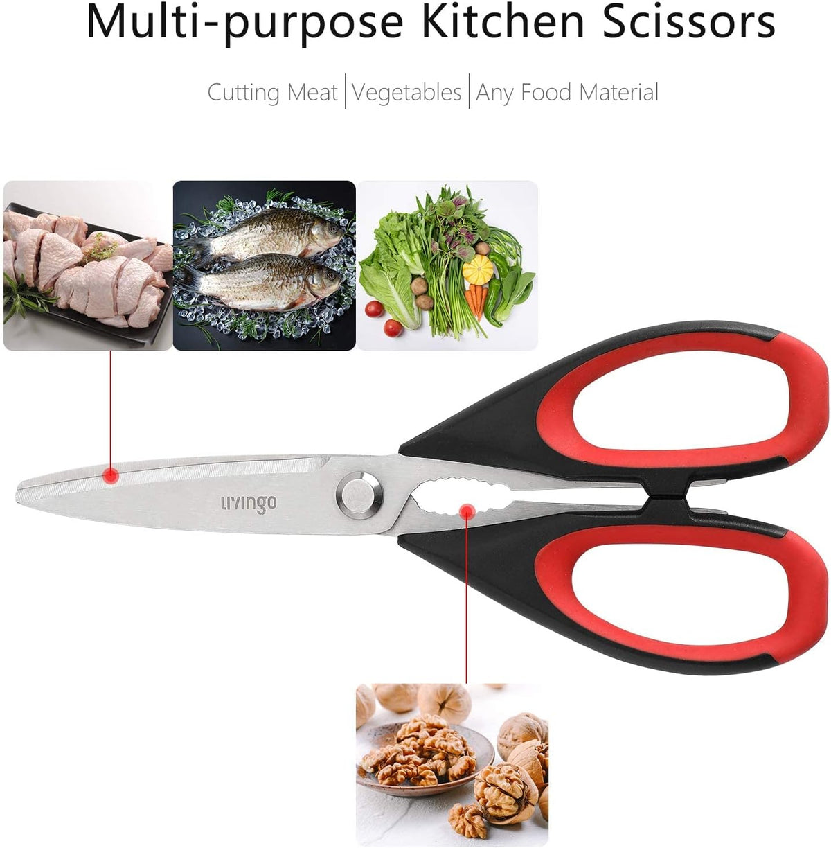 Kitchen Scissors Heavy Duty, 8.5 inch Dishwasher Safe Ultra Sharp Premium Heavy Duty Kitchen Shears, Multi Purpose Cooking Scissors Stainless Steel