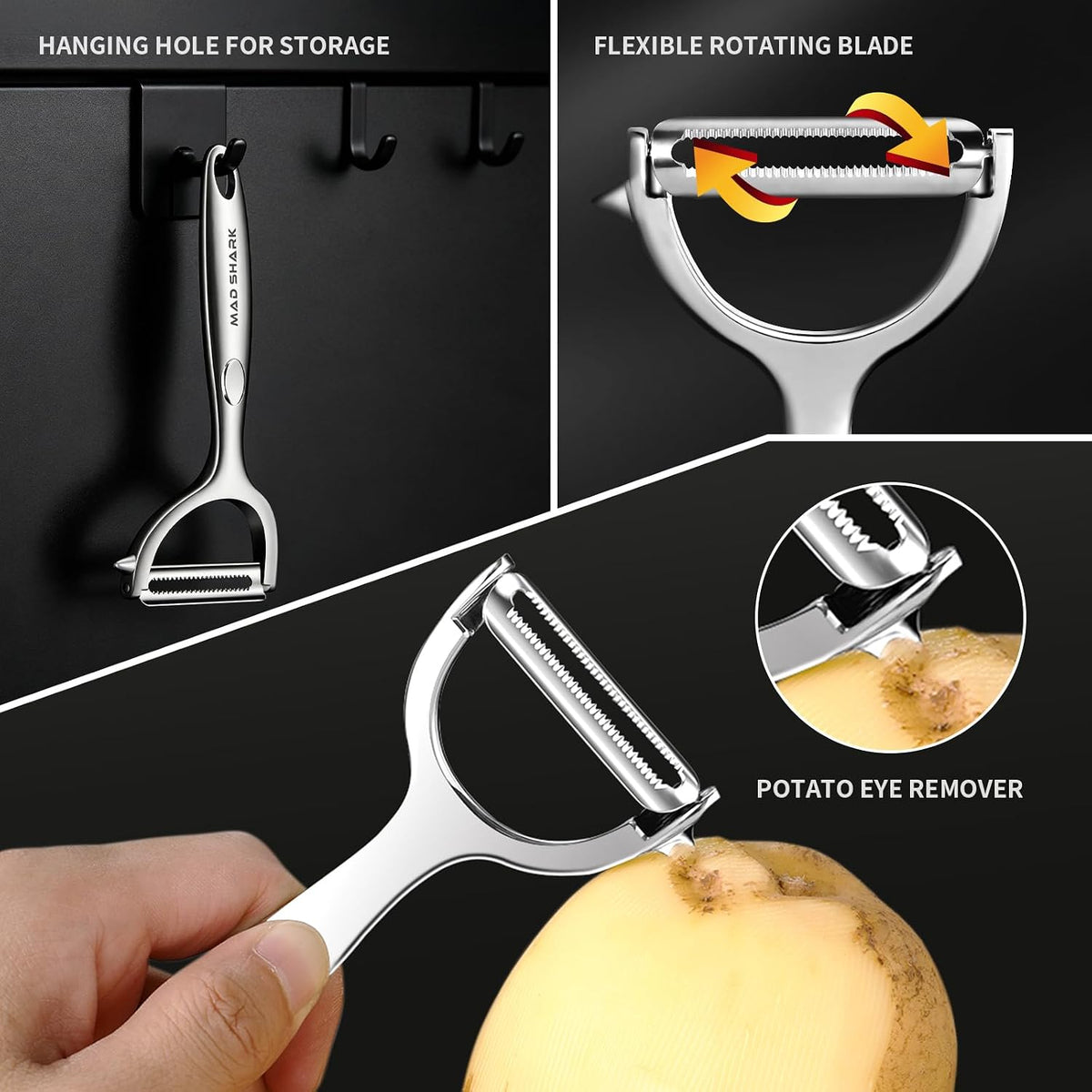 Vegetable Peeler,Ultra Sharp Y Serrated Blade Peelers for Kitchen