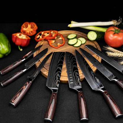 Master Chef Knife Set, 8-Piece Kitchen Knife Set, High-Carbon Stainless Steel Handmade Culinary Knives, Professional Chef Knives, Kitchen Knife | Handmade-style culinary knives for chef prep, slicing, dicing, chopping, and everyday kitchen use