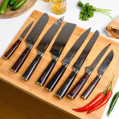 Master Chef Knife Set, 8-Piece Kitchen Knife Set, High-Carbon Stainless Steel Handmade Culinary Knives, Professional Chef Knives, Kitchen Knife | Handmade-style culinary knives for chef prep, slicing, dicing, chopping, and everyday kitchen use