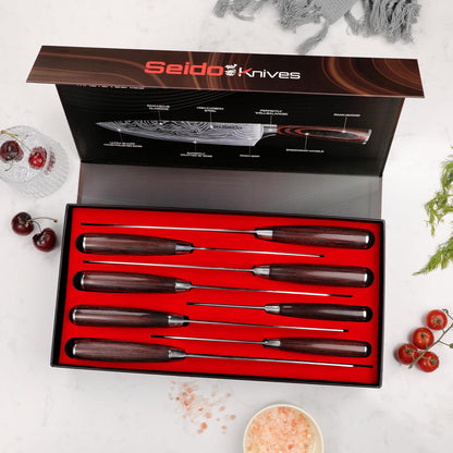 Master Chef Knife Set, 8-Piece Kitchen Knife Set, High-Carbon Stainless Steel Handmade Culinary Knives, Professional Chef Knives, Kitchen Knife | Handmade-style culinary knives for chef prep, slicing, dicing, chopping, and everyday kitchen use