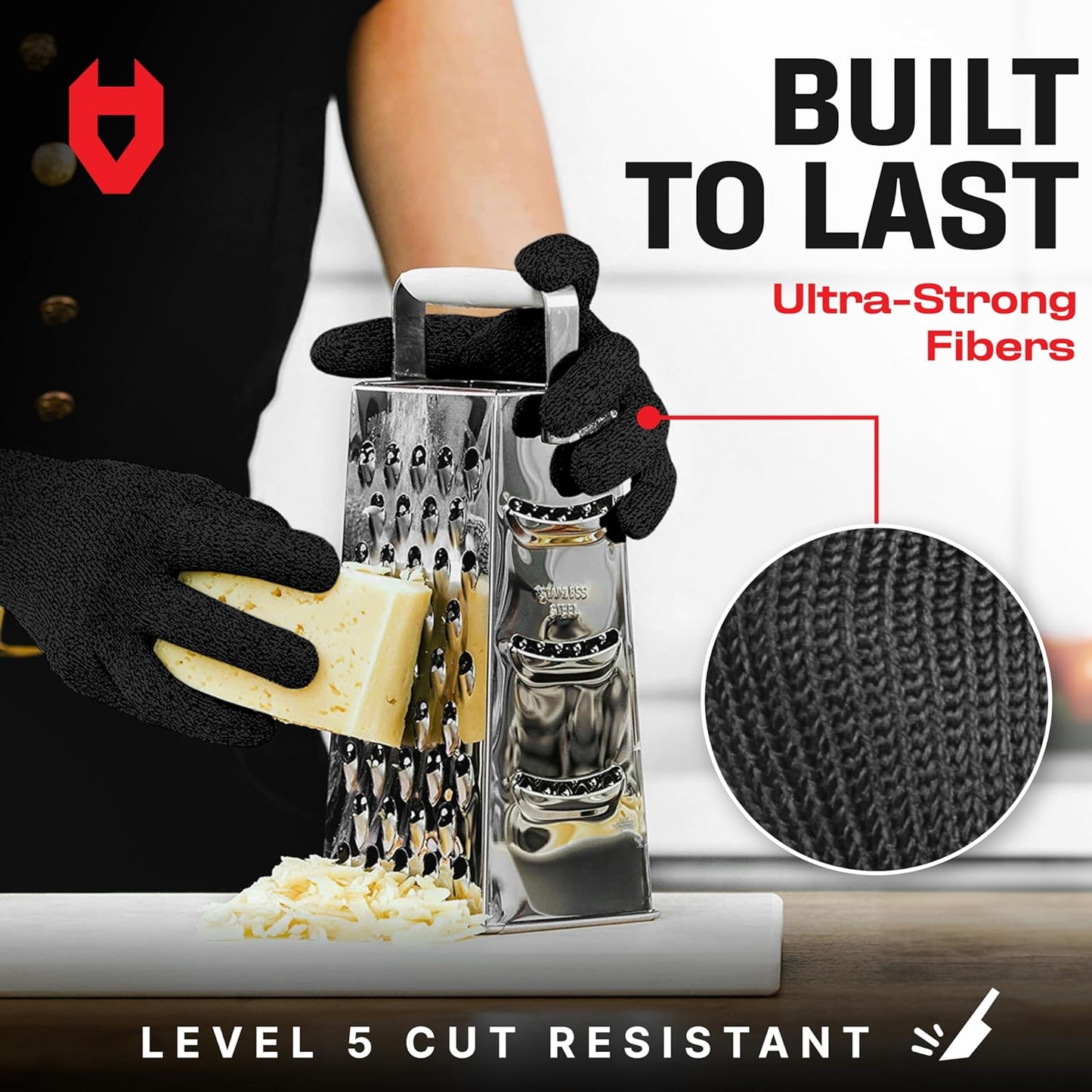 Cut Resistant Gloves Food Grade with Grip Dots for Superb Grip - Breathable & Lightweight - Ambidextrous - Ideal for Chefs and for Woodworking
