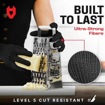 Cut Resistant Gloves Food Grade with Grip Dots for Superb Grip - Breathable & Lightweight - Ambidextrous - Ideal for Chefs and for Woodworking