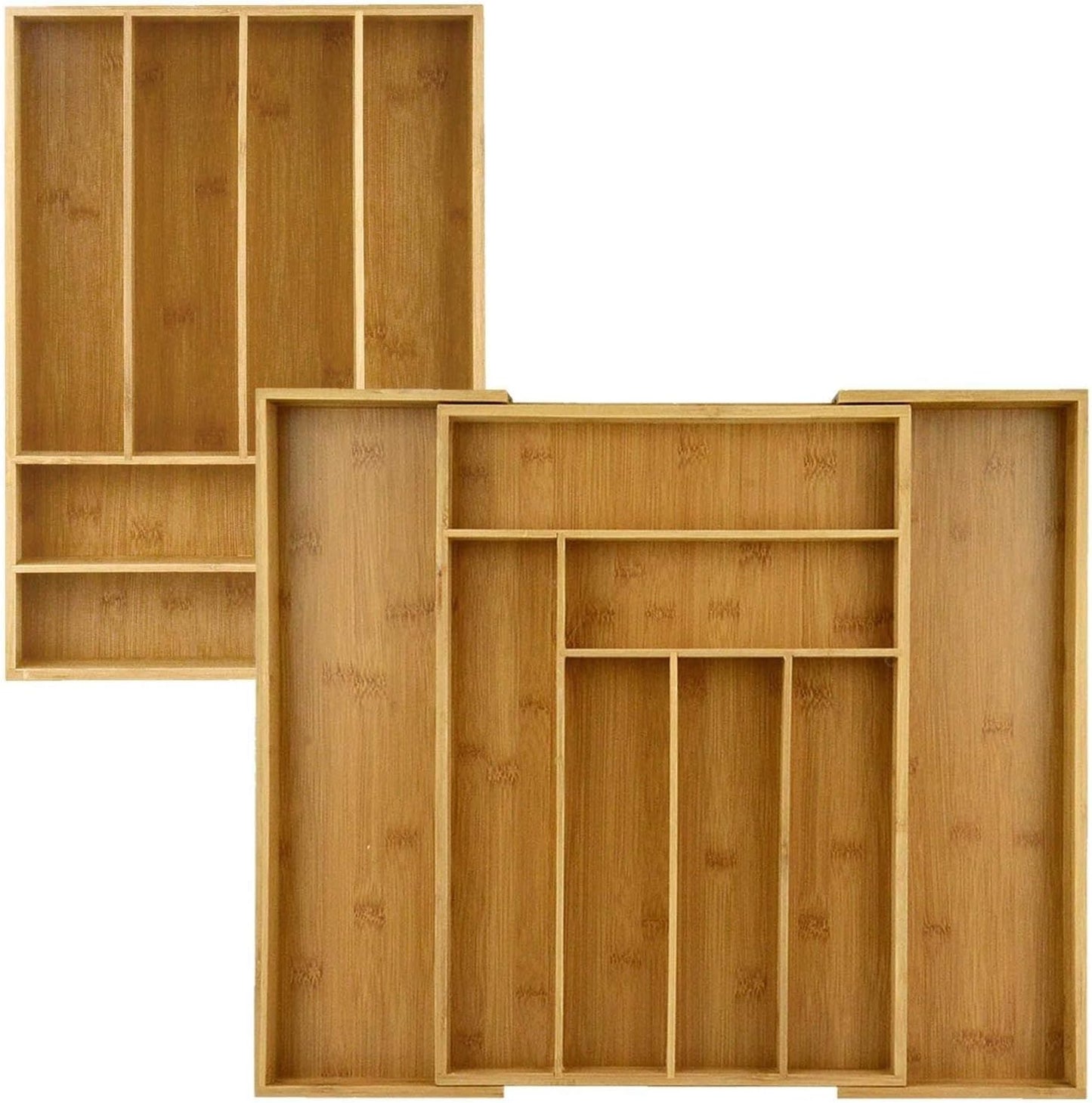 Drawer Organizer Bamboo Cutlery Tray Silverware Organizer/Utensil Holder, Drawer Dividers Organizer for Silverware, Flatware, Knives in Kitchen