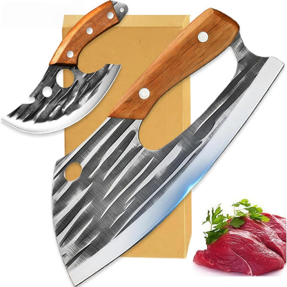 Cleaver Knife Set, 2 PCS Effort Saving Hand Forged Kitchen Knife
