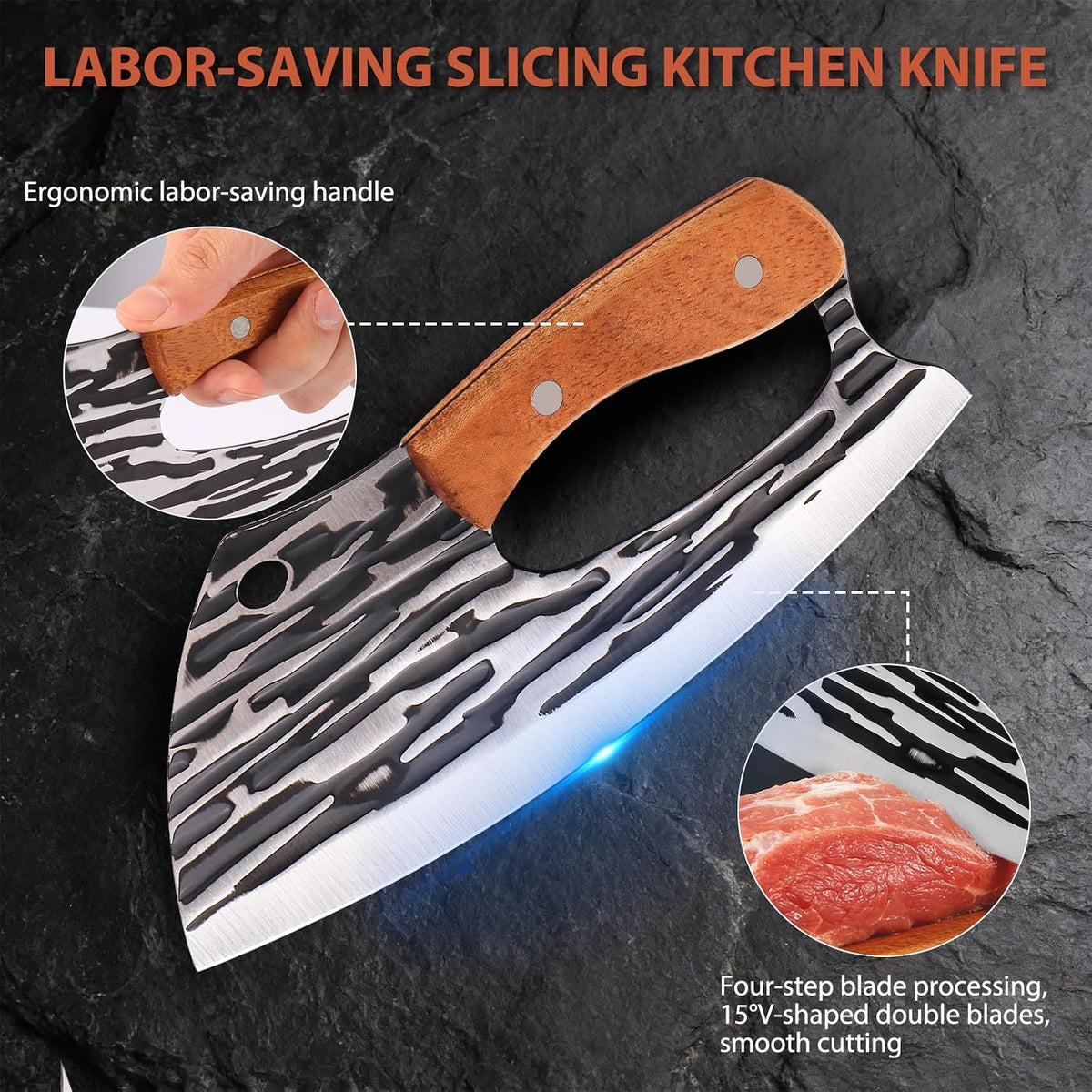Cleaver Knife Set, 2 PCS Effort Saving Hand Forged Kitchen Knife