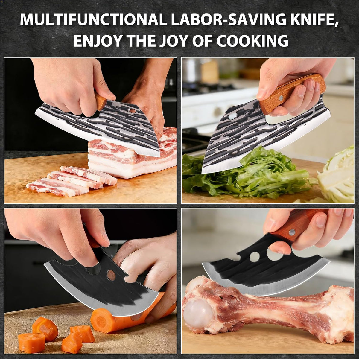 Cleaver Knife Set, 2 PCS Effort Saving Hand Forged Kitchen Knife