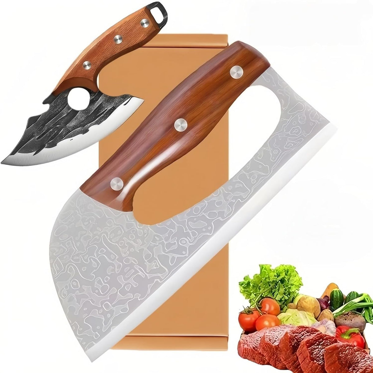 Cleaver Knife Set, 2 PCS Effort Saving Hand Forged Kitchen Knife