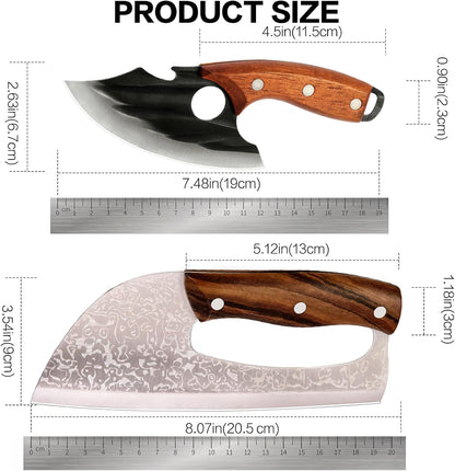 Cleaver Knife Set, 2 PCS Effort Saving Hand Forged Kitchen Knife