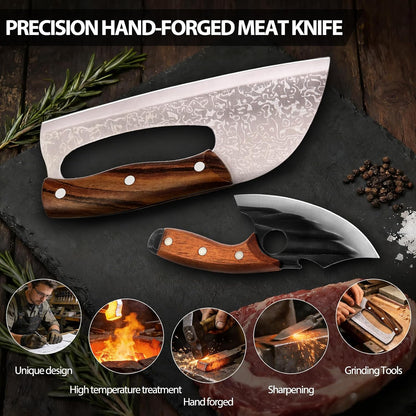 Cleaver Knife Set, 2 PCS Effort Saving Hand Forged Kitchen Knife