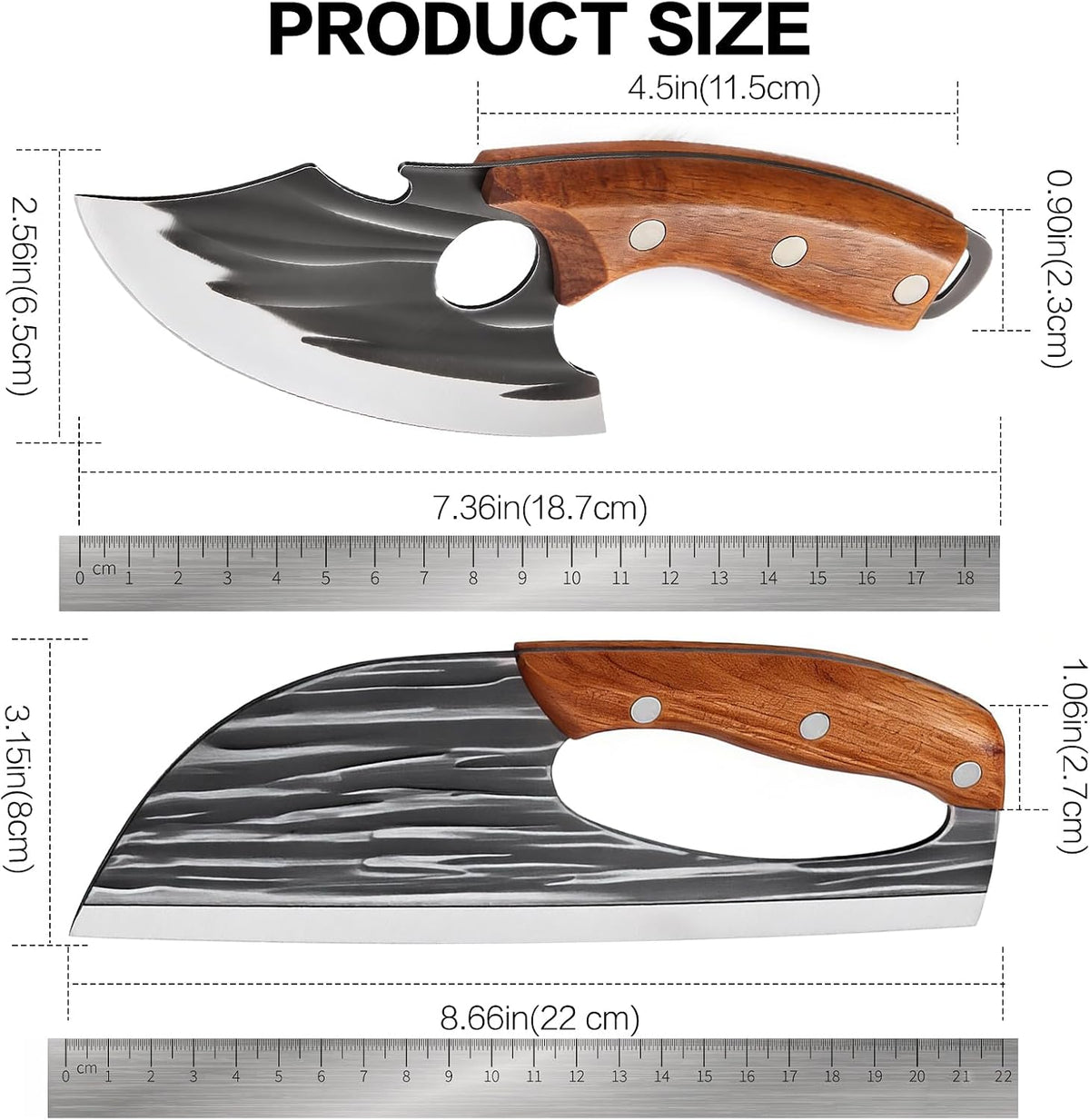 Cleaver Knife Set, 2 PCS Effort Saving Hand Forged Kitchen Knife