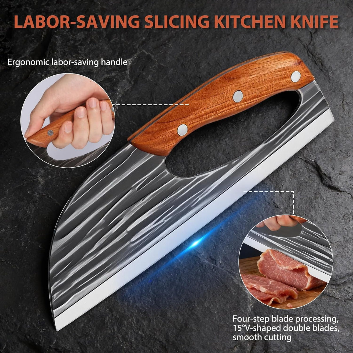 Cleaver Knife Set, 2 PCS Effort Saving Hand Forged Kitchen Knife