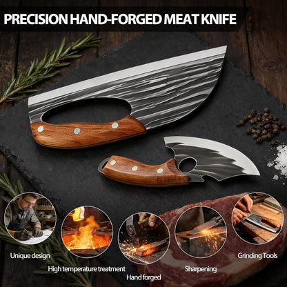 Cleaver Knife Set, 2 PCS Effort Saving Hand Forged Kitchen Knife