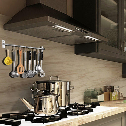 Stainless Steel Kitchen Sliding Rail Hanging Rack, 23.6 Inch Wall Mount Utensil Organizer with 10 Removable S Hooks