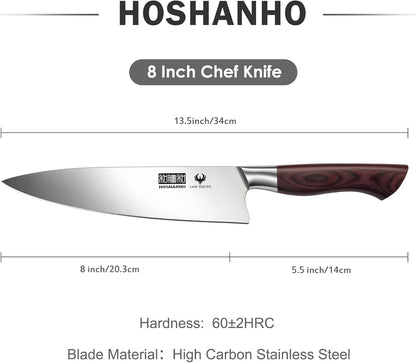 7" Chef Knife,Razor-Sharp Santoku Knife with Ergonomic Wood Handle | Professional Kitchen Cooking Knife with Japanese High Carbon Steel,15° Edge & 60 HRC Blade, Ergonomic Grip Design, Ideal Gift