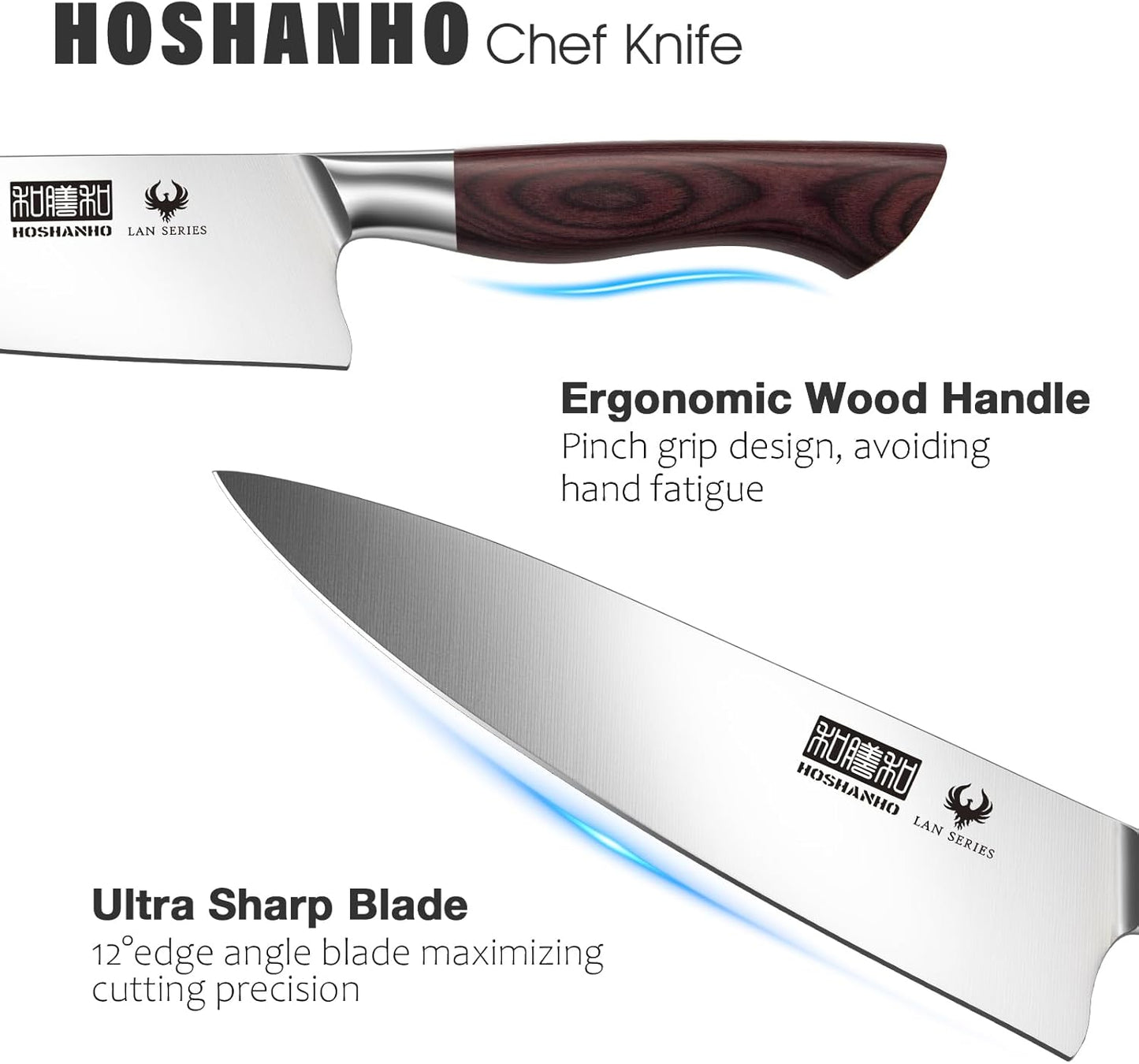 7" Chef Knife,Razor-Sharp Santoku Knife with Ergonomic Wood Handle | Professional Kitchen Cooking Knife with Japanese High Carbon Steel,15° Edge & 60 HRC Blade, Ergonomic Grip Design, Ideal Gift