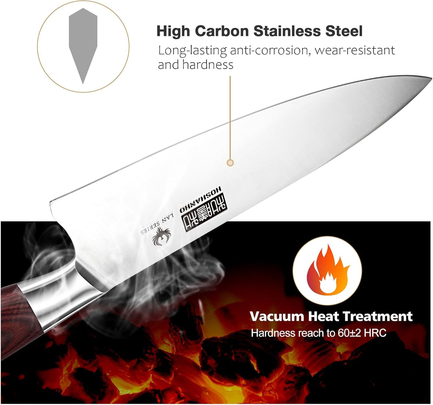 7" Chef Knife,Razor-Sharp Santoku Knife with Ergonomic Wood Handle | Professional Kitchen Cooking Knife with Japanese High Carbon Steel,15° Edge & 60 HRC Blade, Ergonomic Grip Design, Ideal Gift