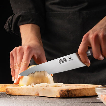 7" Chef Knife,Razor-Sharp Santoku Knife with Ergonomic Wood Handle | Professional Kitchen Cooking Knife with Japanese High Carbon Steel,15° Edge & 60 HRC Blade, Ergonomic Grip Design, Ideal Gift