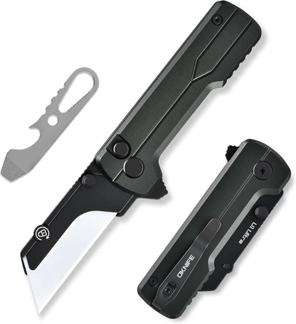 U1 Ultra Titanium Pocket Folding Utility Knife with Ceramic Blade, Button Lock EDC Box Cutter with Clip for Men Women