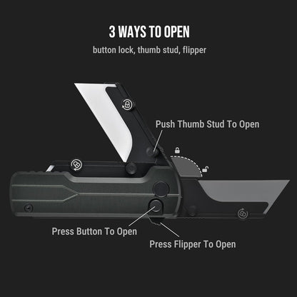 U1 Ultra Titanium Pocket Folding Utility Knife with Ceramic Blade, Button Lock EDC Box Cutter with Clip for Men Women