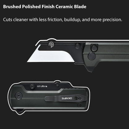 U1 Ultra Titanium Pocket Folding Utility Knife with Ceramic Blade, Button Lock EDC Box Cutter with Clip for Men Women