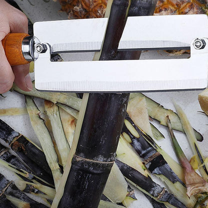Pineapple Knife Peeler with Wooden Handle Stainless Steel Sugar Cane Cutter Fruit Peeling Knife for Kitchen Use 10.2 Inch