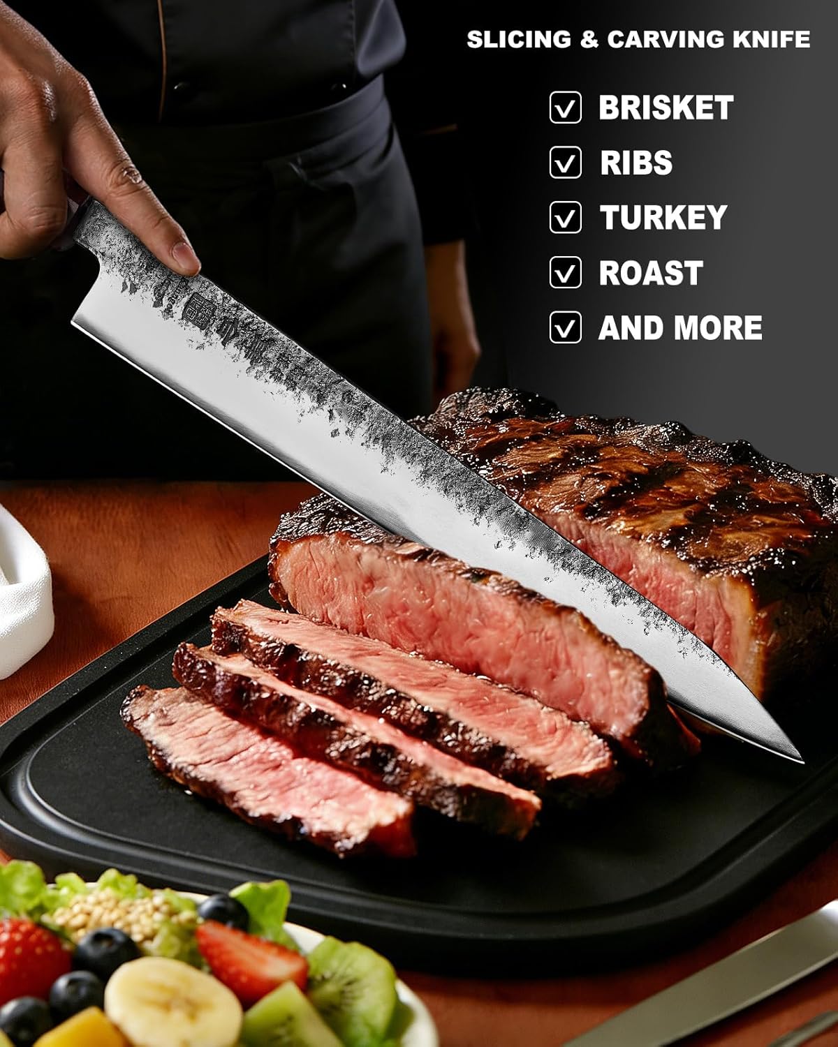 Sushi Knife 27cm Japanese Carving Knife, AUS-8 Steel Sujihiki Sashimi Knives for Fish Filleting and Meat Slicing, Double Edge Yanagiba Knives with Premium Gift Box