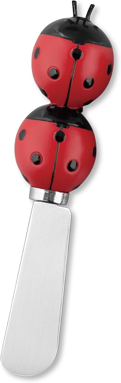 UP Ladybug Cheese Spreaders, Hand-Painted Resin Handles with Stainless Steel Blades for Spreading Cream Cheese, Butter, Jam, or Sandwich, Set of 4
