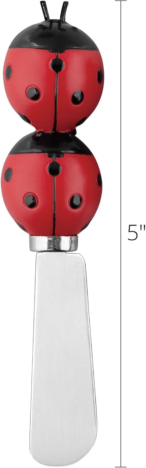 UP Ladybug Cheese Spreaders, Hand-Painted Resin Handles with Stainless Steel Blades for Spreading Cream Cheese, Butter, Jam, or Sandwich, Set of 4