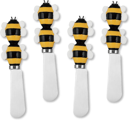 UP Ladybug Cheese Spreaders, Hand-Painted Resin Handles with Stainless Steel Blades for Spreading Cream Cheese, Butter, Jam, or Sandwich, Set of 4