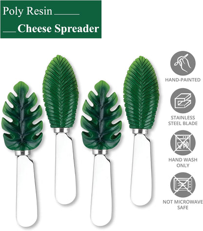 UP Ladybug Cheese Spreaders, Hand-Painted Resin Handles with Stainless Steel Blades for Spreading Cream Cheese, Butter, Jam, or Sandwich, Set of 4