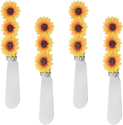 UP Ladybug Cheese Spreaders, Hand-Painted Resin Handles with Stainless Steel Blades for Spreading Cream Cheese, Butter, Jam, or Sandwich, Set of 4