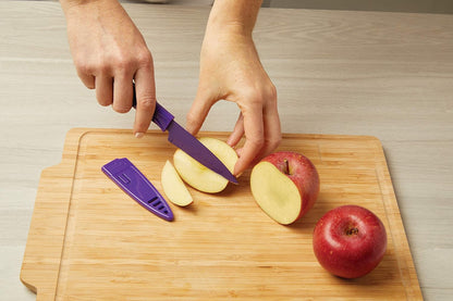 Colori® Paring Knife – 4 Inch Japanese Stainless Steel, Nonstick Blade, Ergonomic Handle & Sheath, Light Blue