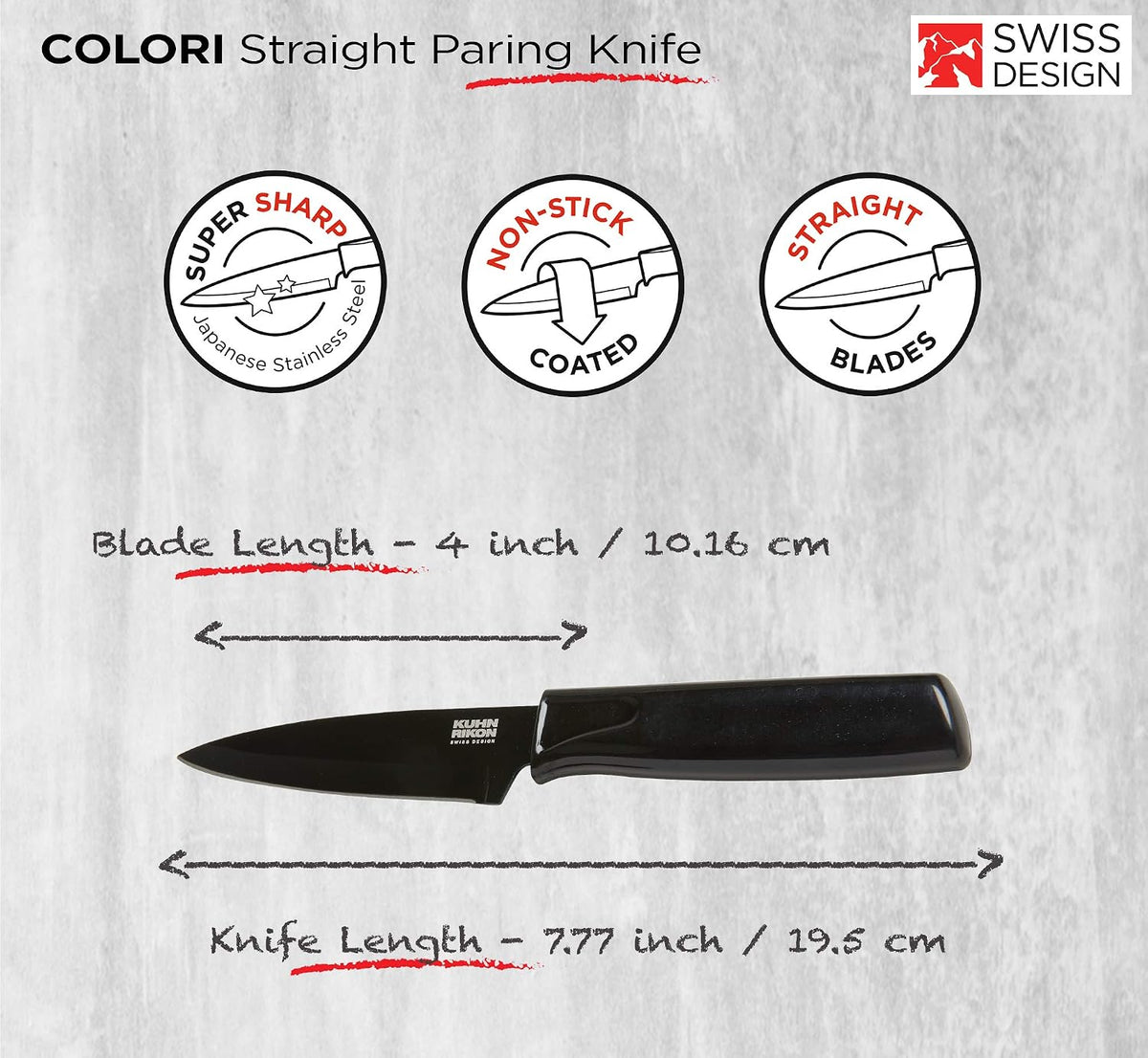 Colori® Paring Knife – 4 Inch Japanese Stainless Steel, Nonstick Blade, Ergonomic Handle & Sheath, Light Blue