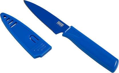 Colori® Paring Knife – 4 Inch Japanese Stainless Steel, Nonstick Blade, Ergonomic Handle & Sheath, Light Blue
