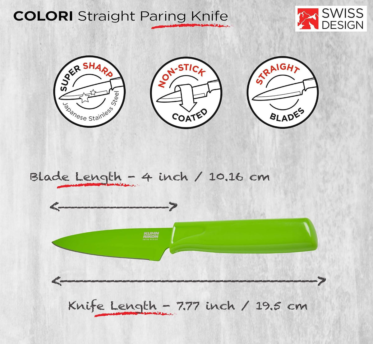 Colori® Paring Knife – 4 Inch Japanese Stainless Steel, Nonstick Blade, Ergonomic Handle & Sheath, Light Blue