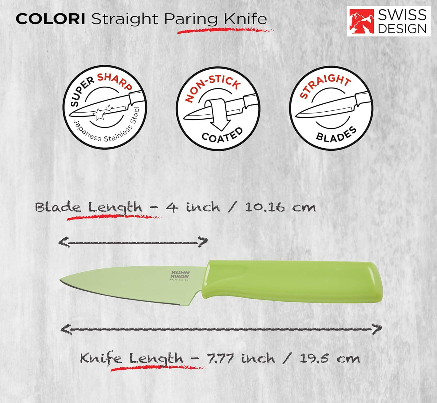 Colori® Paring Knife – 4 Inch Japanese Stainless Steel, Nonstick Blade, Ergonomic Handle & Sheath, Light Blue