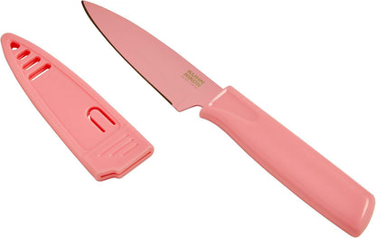 Colori® Paring Knife – 4 Inch Japanese Stainless Steel, Nonstick Blade, Ergonomic Handle & Sheath, Light Blue