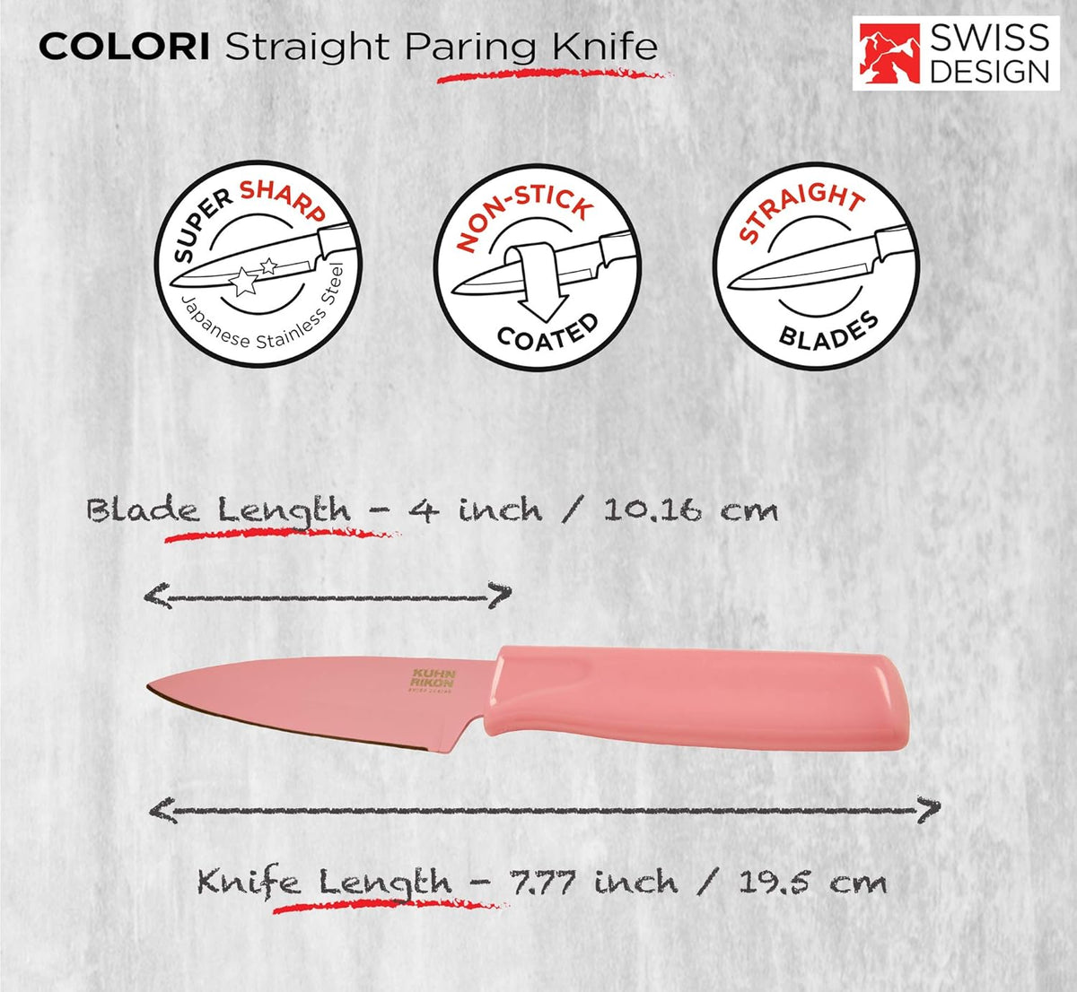 Colori® Paring Knife – 4 Inch Japanese Stainless Steel, Nonstick Blade, Ergonomic Handle & Sheath, Light Blue