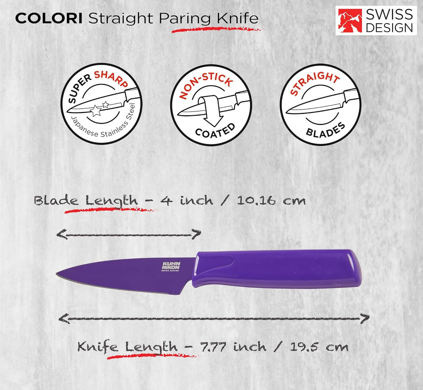 Colori® Paring Knife – 4 Inch Japanese Stainless Steel, Nonstick Blade, Ergonomic Handle & Sheath, Light Blue