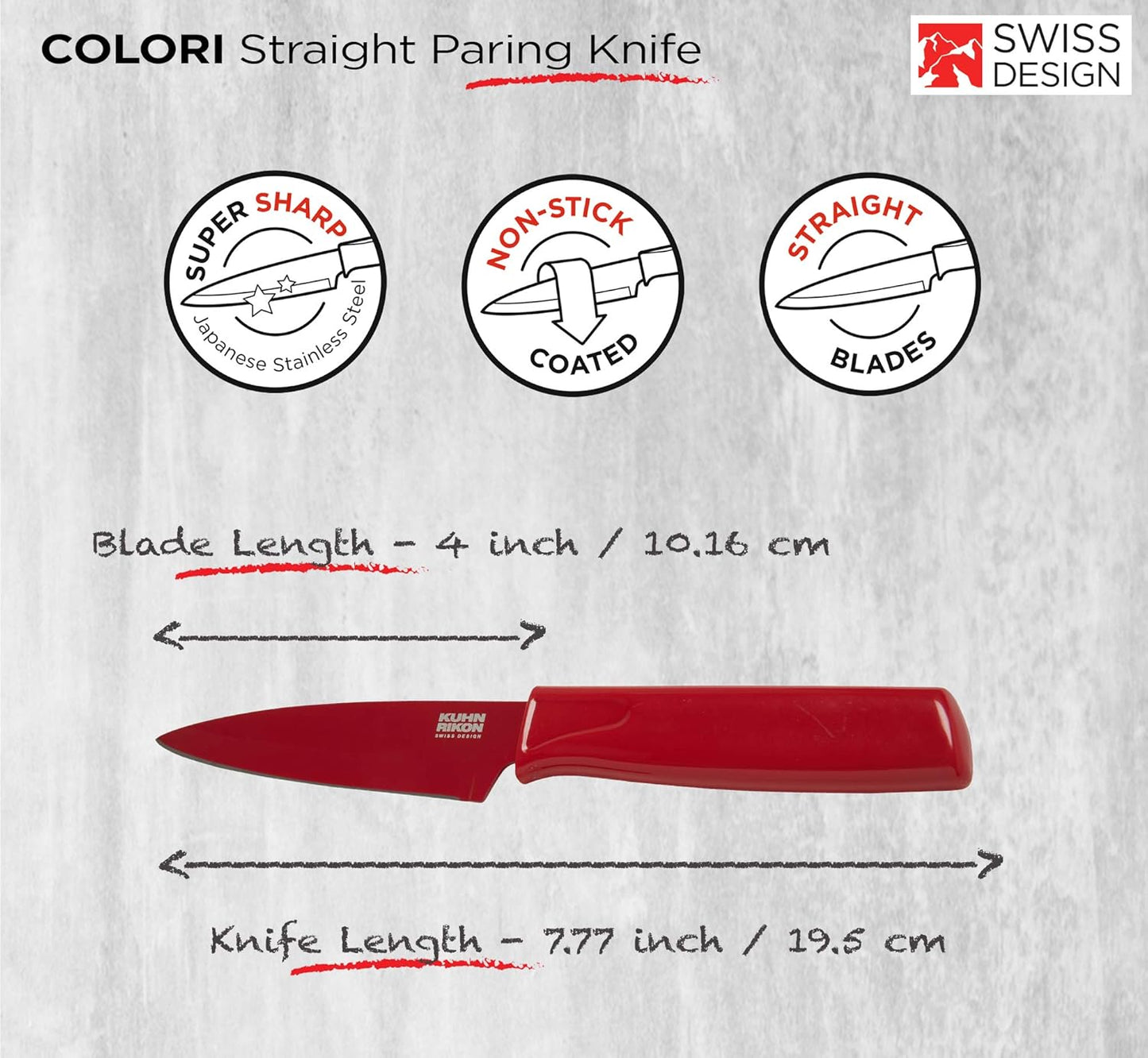 Colori® Paring Knife – 4 Inch Japanese Stainless Steel, Nonstick Blade, Ergonomic Handle & Sheath, Light Blue