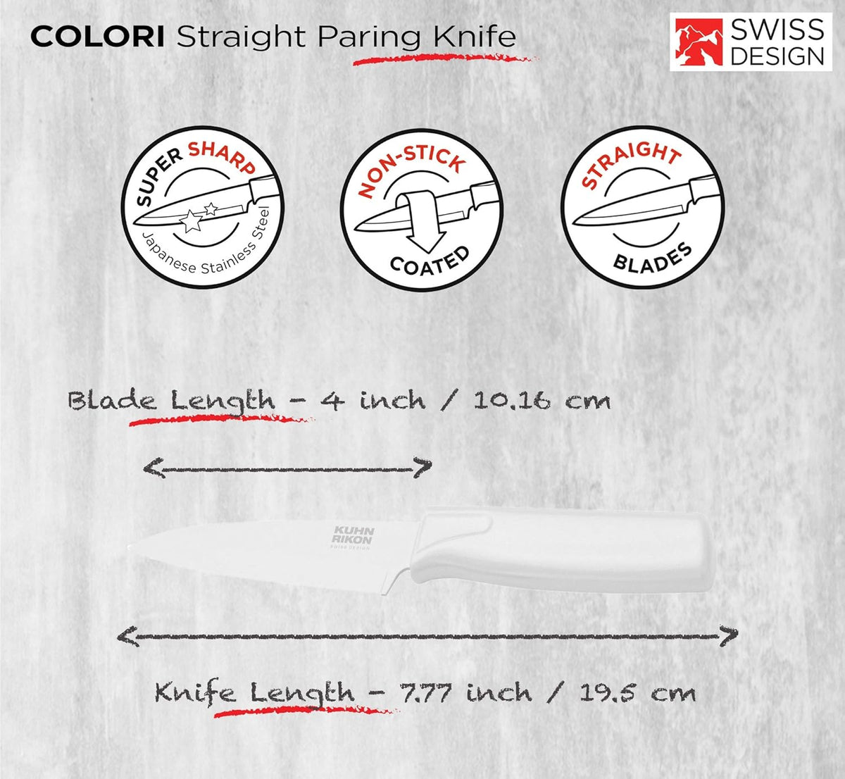 Colori® Paring Knife – 4 Inch Japanese Stainless Steel, Nonstick Blade, Ergonomic Handle & Sheath, Light Blue