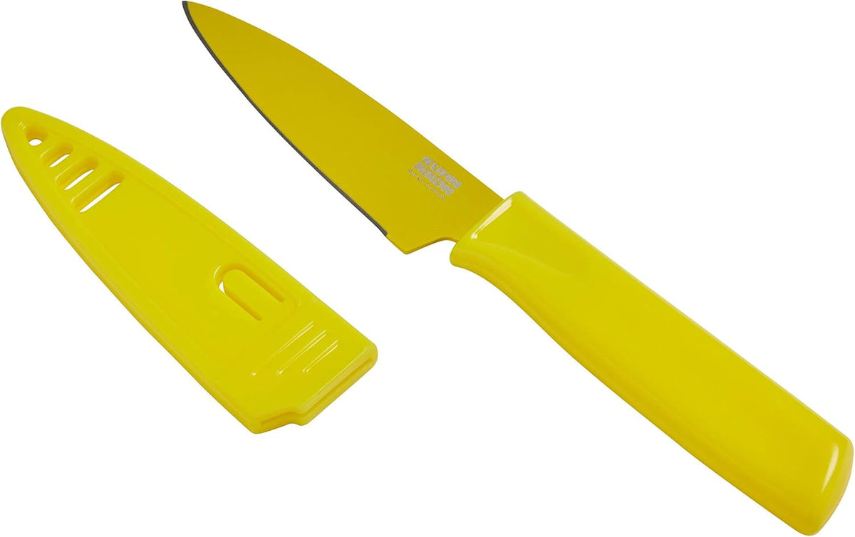 Colori® Paring Knife – 4 Inch Japanese Stainless Steel, Nonstick Blade, Ergonomic Handle & Sheath, Light Blue