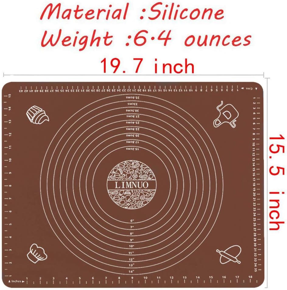 Silicone Baking Mat, Extra Thick Large Non Stick Pastry Mat Sheet for Dough Pie Crust Rolling Mats (Brown, M-16''(W)*20''(L))