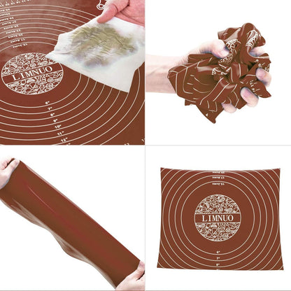 Silicone Baking Mat, Extra Thick Large Non Stick Pastry Mat Sheet for Dough Pie Crust Rolling Mats (Brown, M-16''(W)*20''(L))
