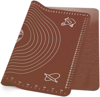 Silicone Baking Mat, Extra Thick Large Non Stick Pastry Mat Sheet for Dough Pie Crust Rolling Mats (Brown, M-16''(W)*20''(L))