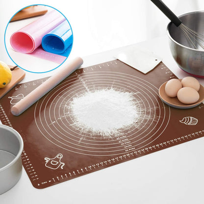 Silicone Baking Mat, Extra Thick Large Non Stick Pastry Mat Sheet for Dough Pie Crust Rolling Mats (Brown, M-16''(W)*20''(L))