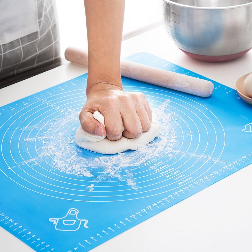 Silicone Baking Mat, Extra Thick Large Non Stick Pastry Mat Sheet for Dough Pie Crust Rolling Mats (Brown, M-16''(W)*20''(L))