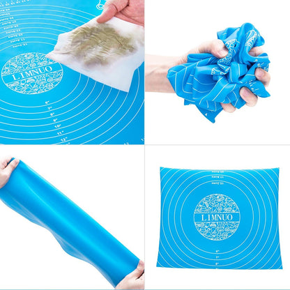 Silicone Baking Mat, Extra Thick Large Non Stick Pastry Mat Sheet for Dough Pie Crust Rolling Mats (Brown, M-16''(W)*20''(L))